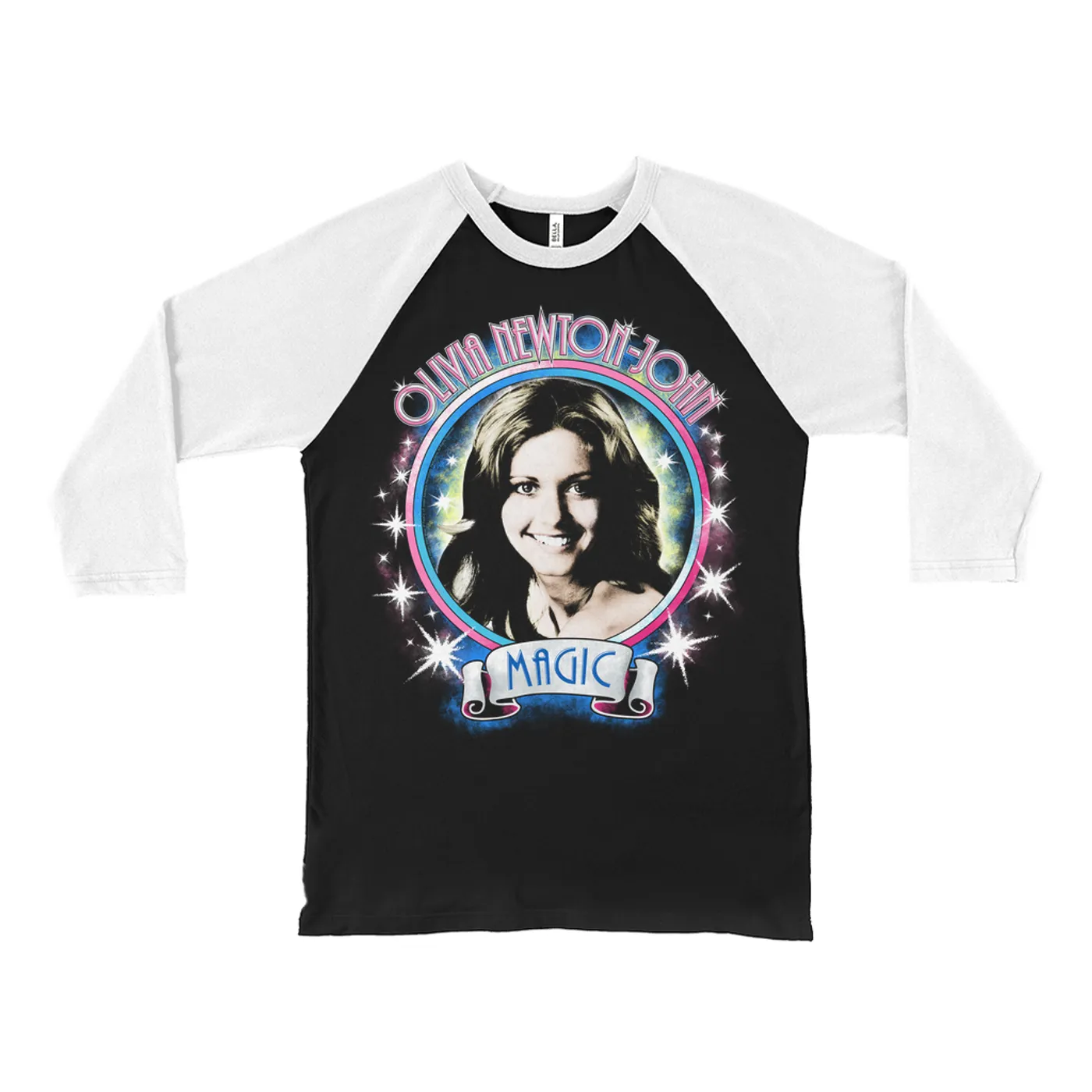 Olivia Newton-John 3/4 Sleeve Baseball Tee | Pure Magic Distressed (Merchbar Exclusive) Olivia Newton John Shirt
