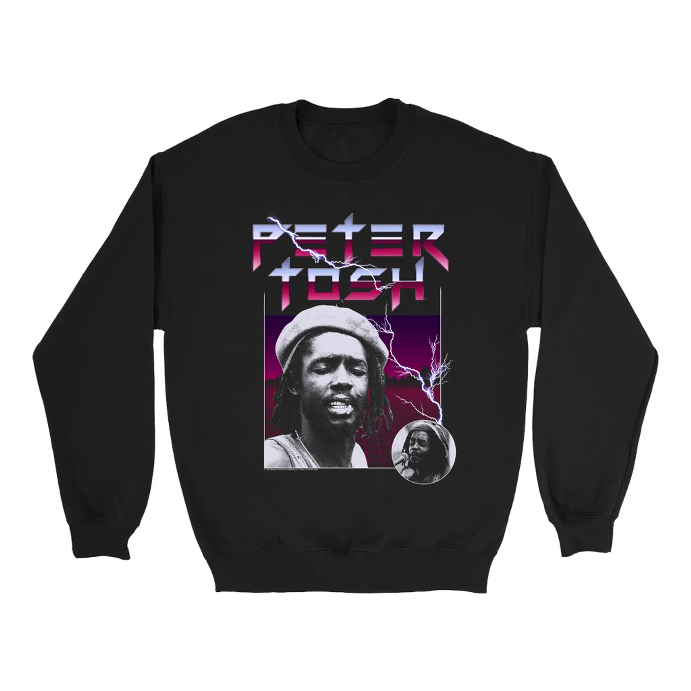 Peter Tosh Sweatshirt | Lightning Strike Collage Design Peter Tosh Sweatshirt
