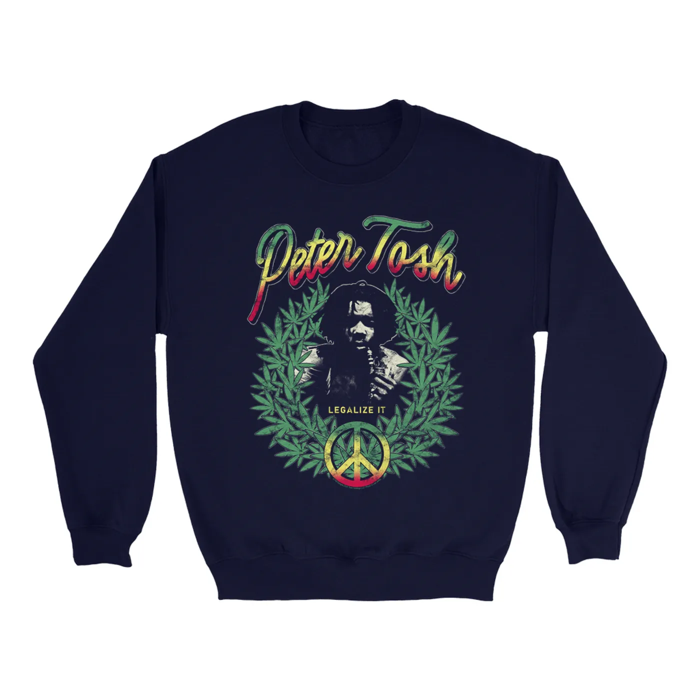 Peter Tosh Sweatshirt | Legalize It Wreath Distressed Peter Tosh Sweatshirt