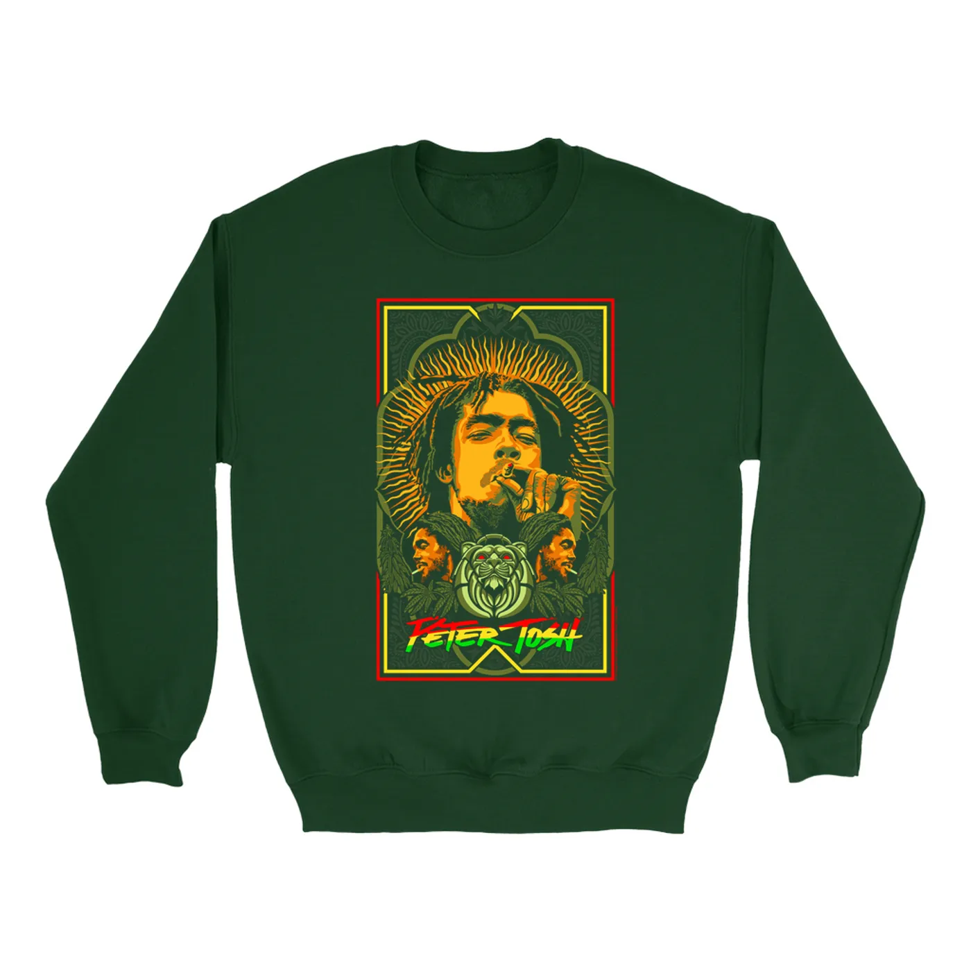 Peter Tosh Sweatshirt | Sun Burst Ornate Mirror Image Design Peter Tosh Sweatshirt