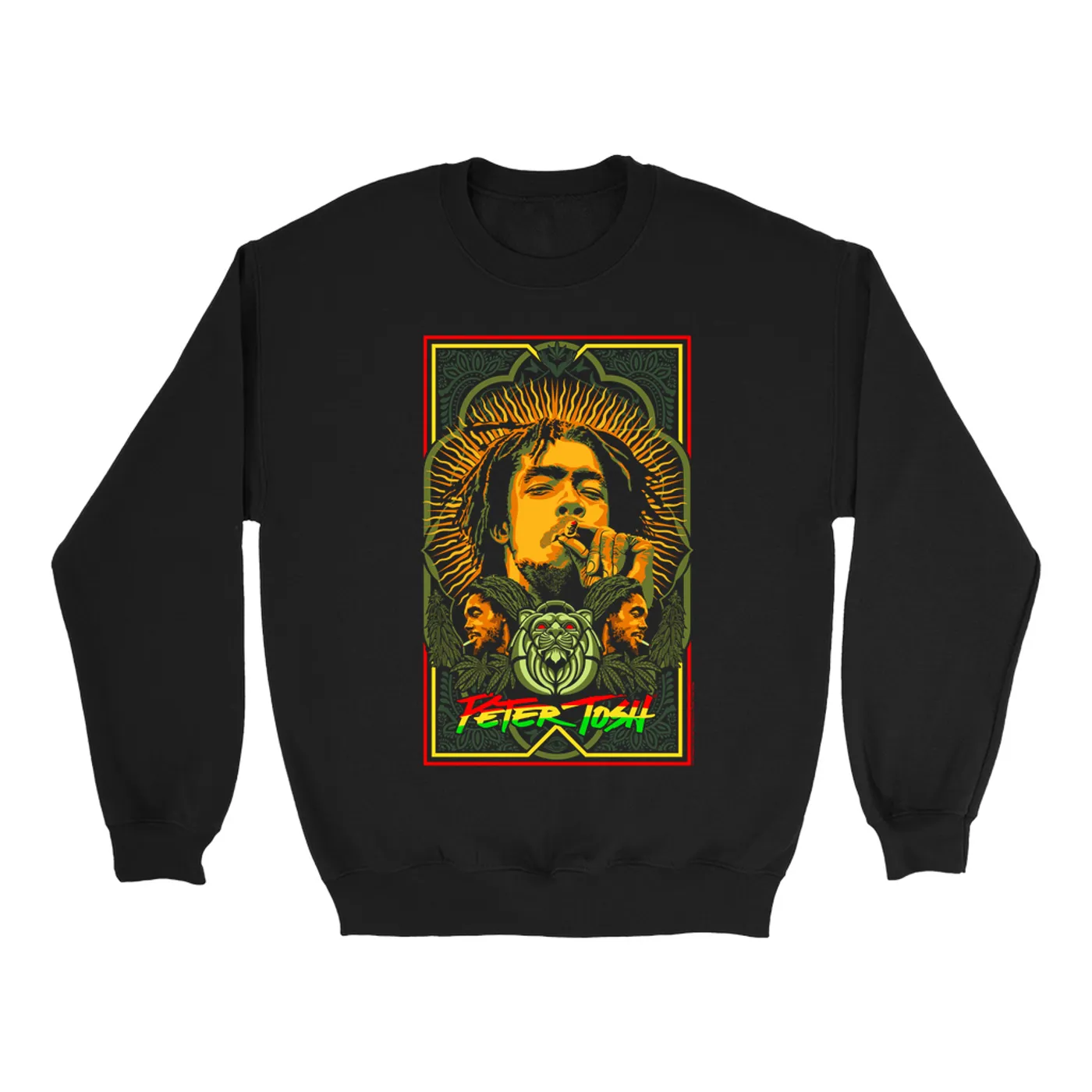 Peter Tosh Sweatshirt | Sun Burst Ornate Mirror Image Design Peter Tosh Sweatshirt