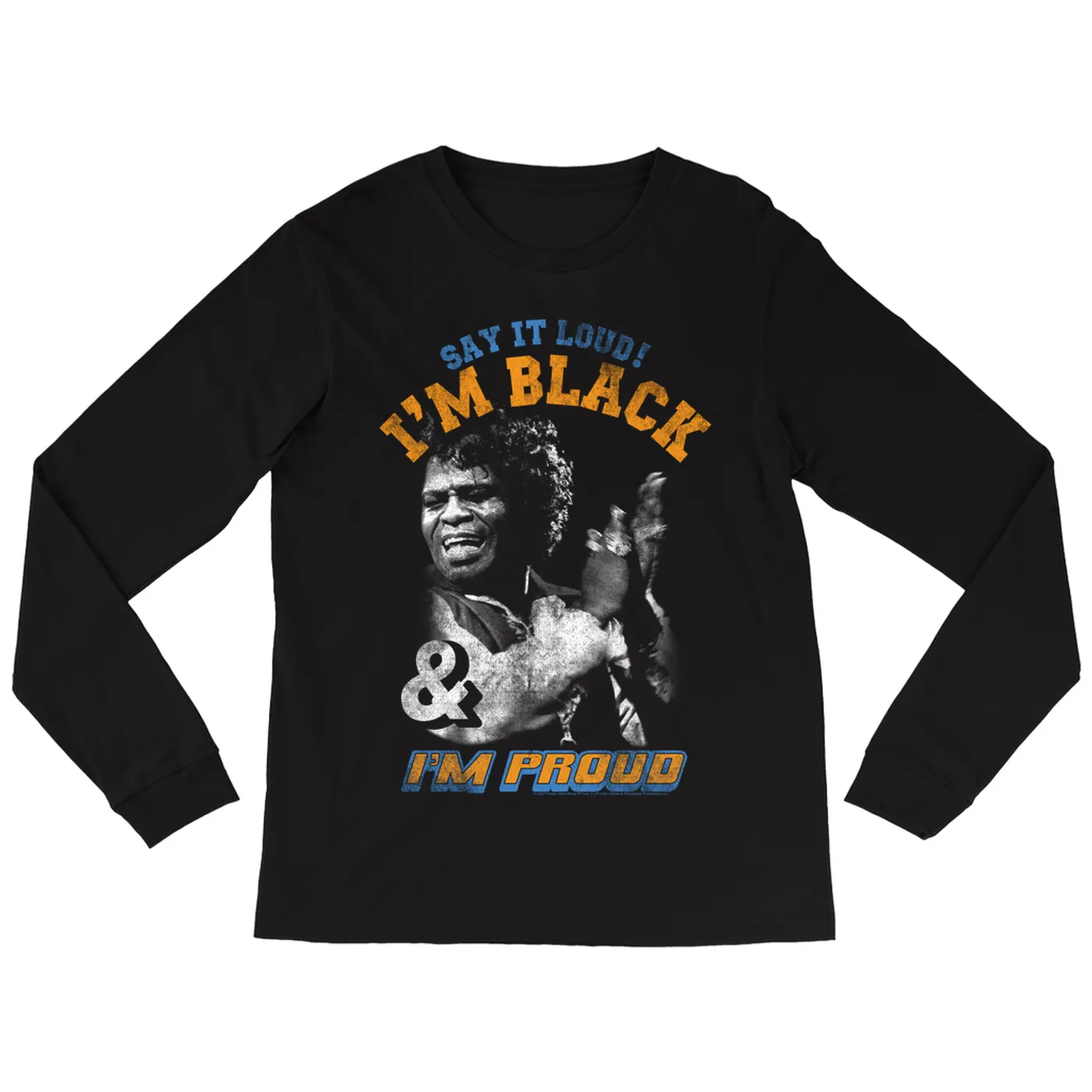 James Brown Long Sleeve Shirt | Say It Loud! Black And Proud Distressed James Brown Shirt