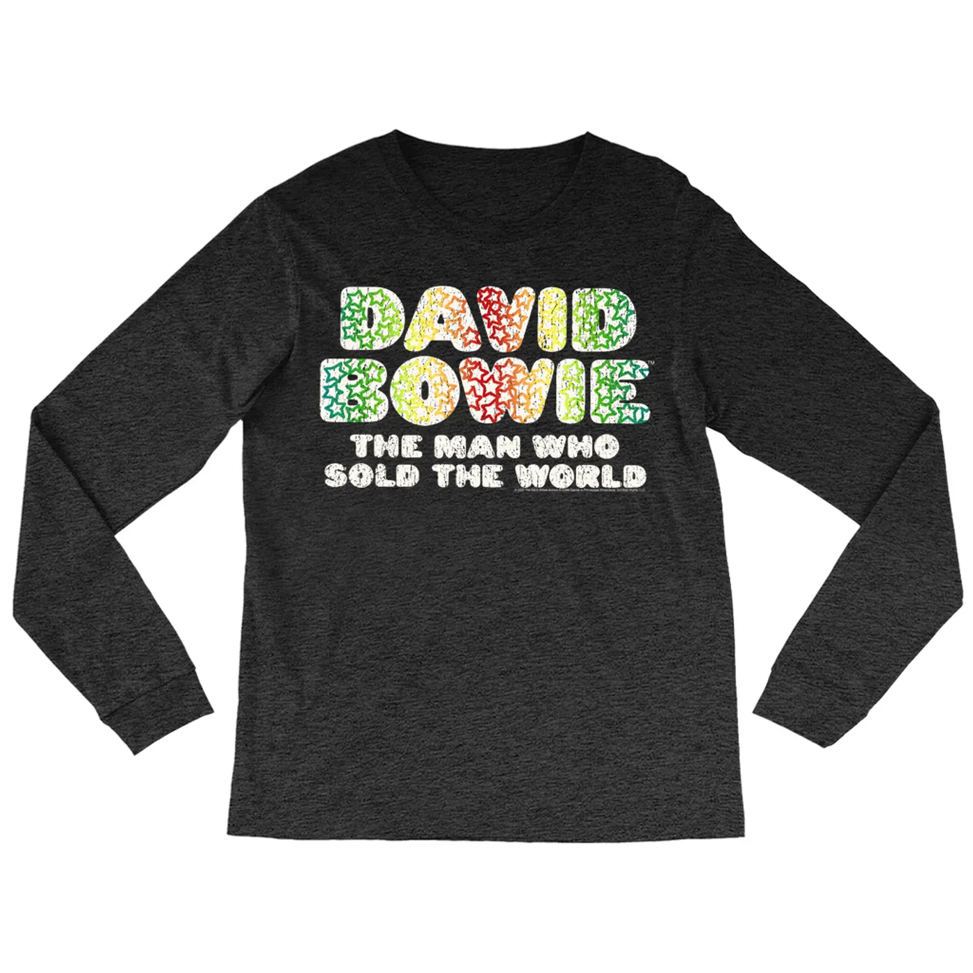 David Bowie Long Sleeve Shirt | Rainbow Funky The Man Who Sold The World Logo Distressed (Merchbar Exclusive) David Bowie Shirt