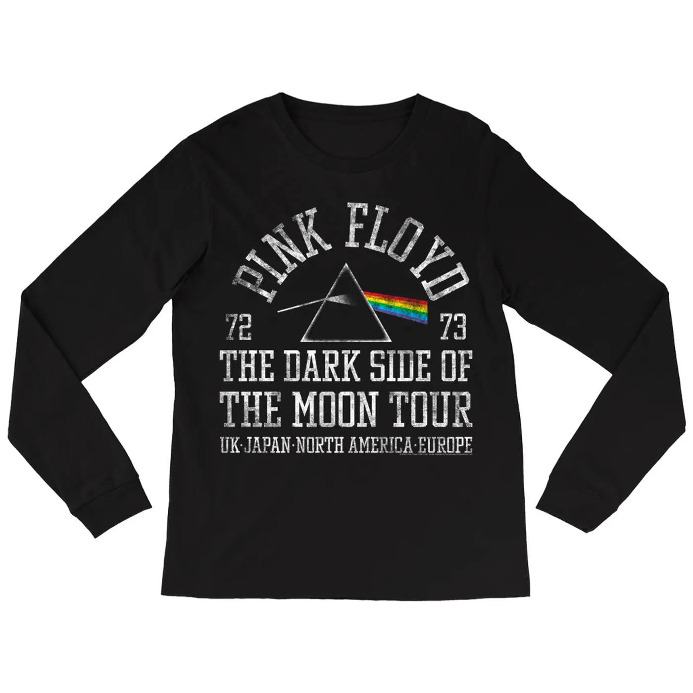 Pink Floyd Long Sleeve Shirt | Dark Side Of The Moon World Tour 72-73 Distressed Pink Floyd Shirt