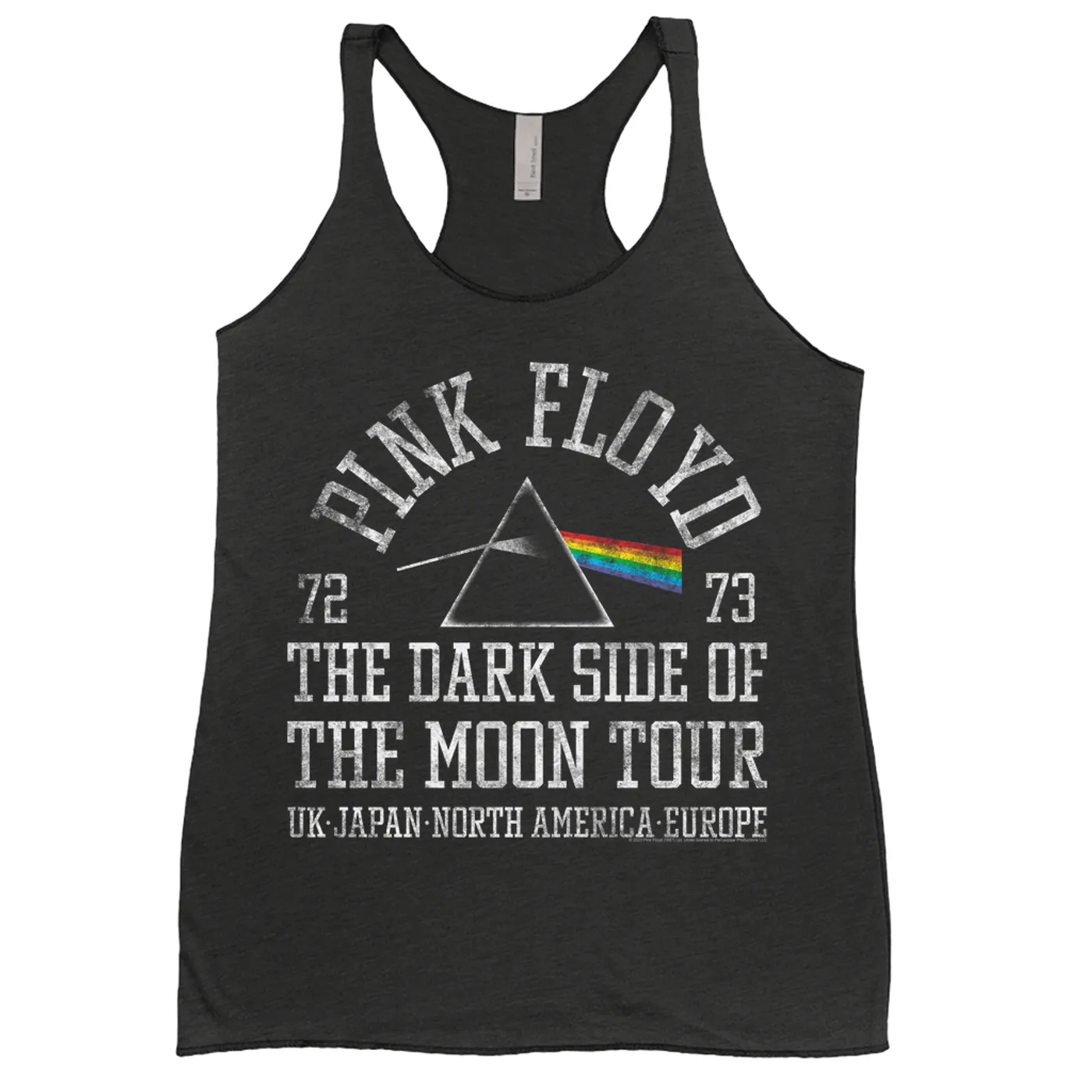 Pink Floyd Ladies' Tank Top | Dark Side Of The Moon World Tour 72-73 Distressed Pink Floyd Shirt