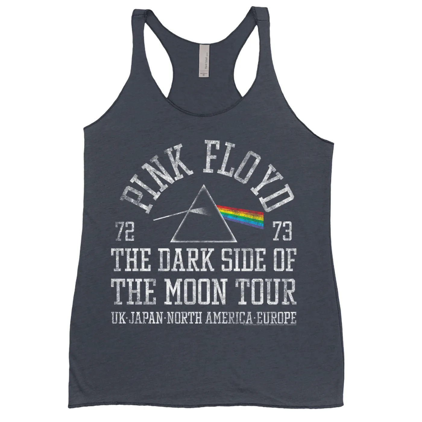 Pink Floyd Ladies' Tank Top | Dark Side Of The Moon World Tour 72-73 Distressed Pink Floyd Shirt