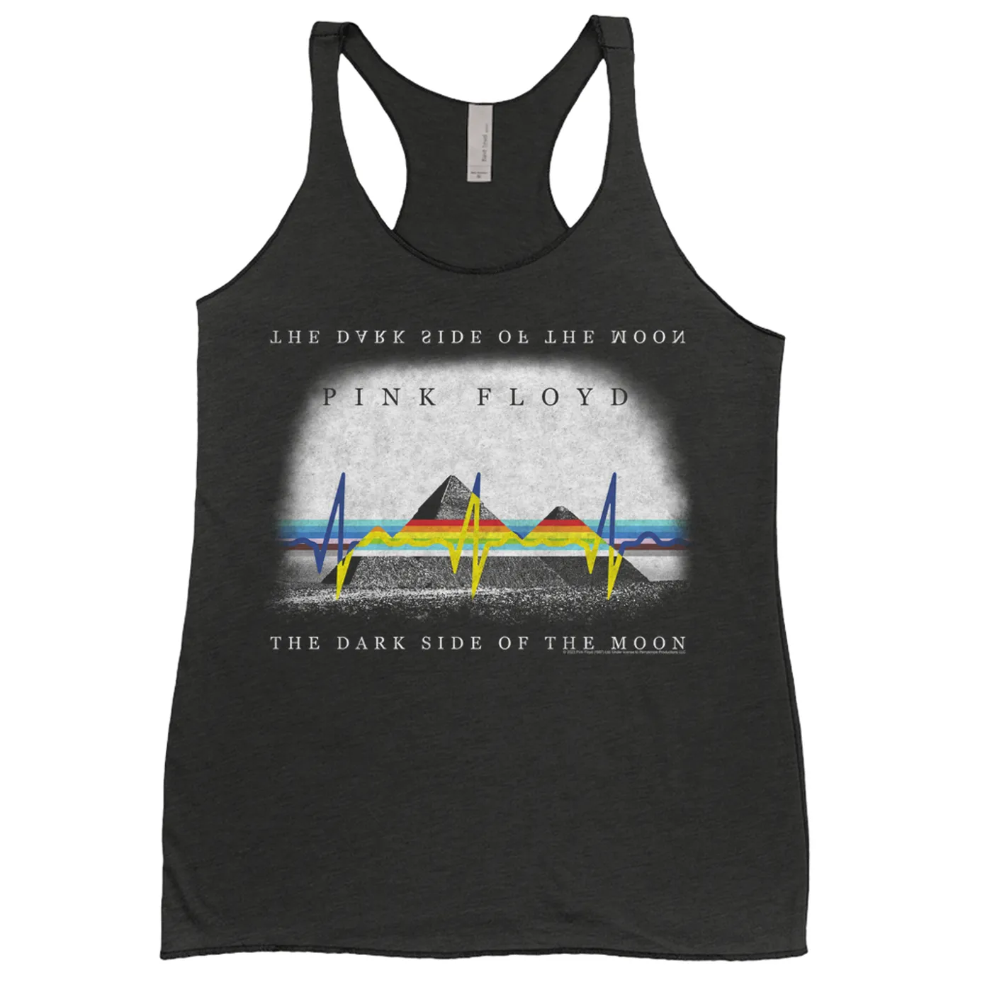 Pink Floyd Ladies' Tank Top | Dark Side Of The Moon Pyramid Reflection Distressed Pink Floyd Shirt