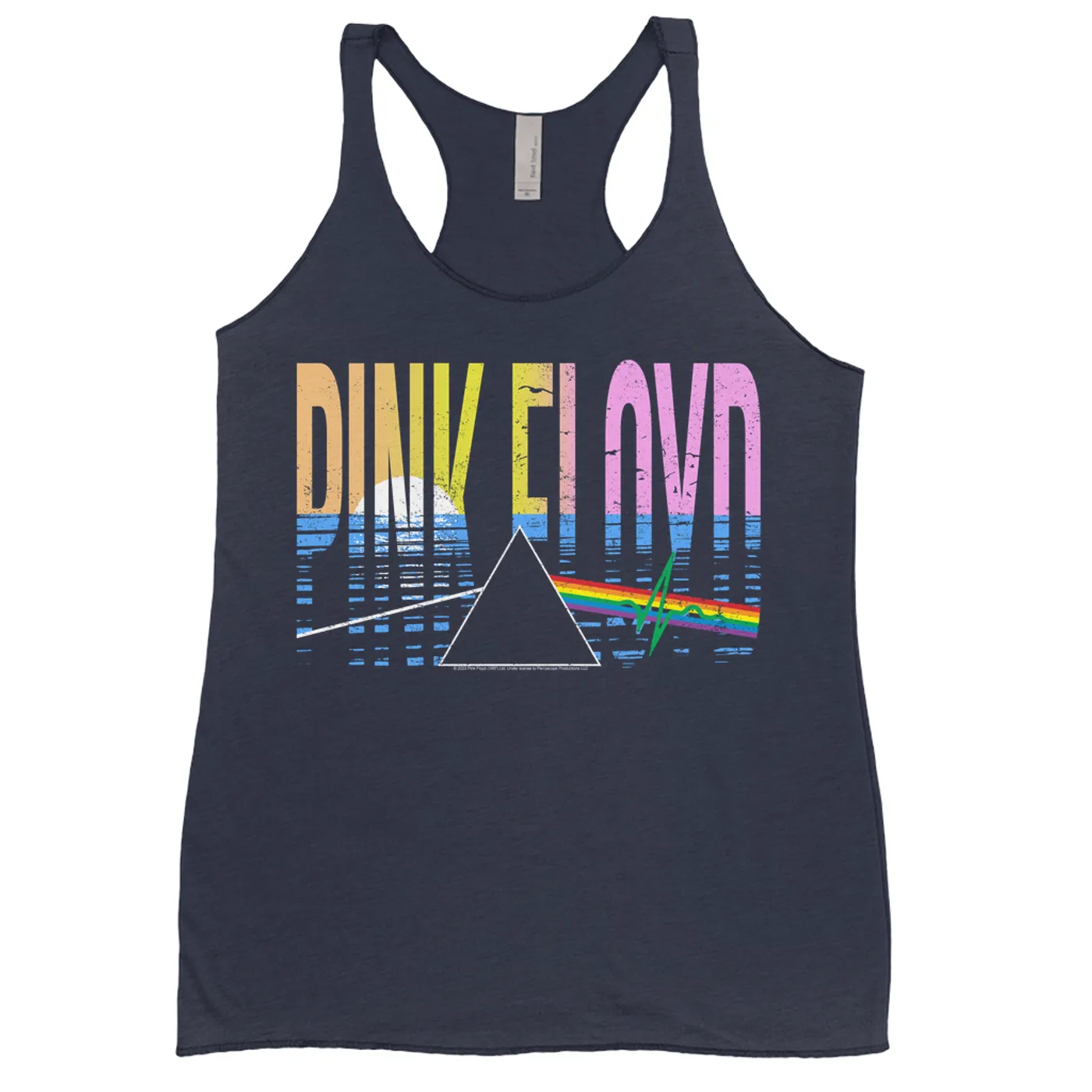 Pink Floyd Ladies' Tank Top | Dark SIde Of The Moon Tropical Sunset Pink Floyd Shirt