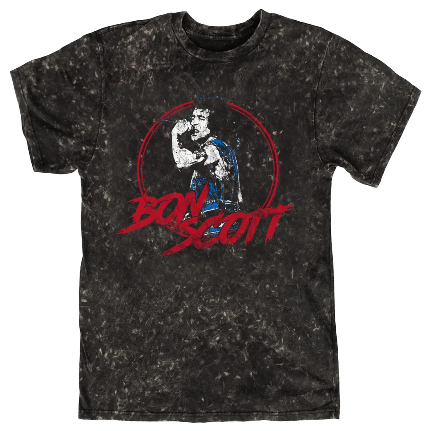 Bon Scott T-shirt | Bon Scott Circular Pop Art Red Bon Scott Mineral Wash Shirt