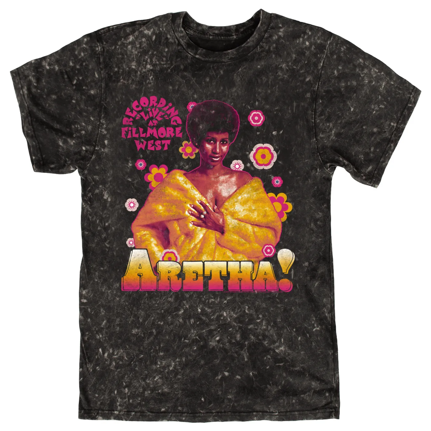 Aretha Franklin T-shirt | Flower Power From Fillmore West Live Recording Aretha Franklin Mineral Wash Shirt