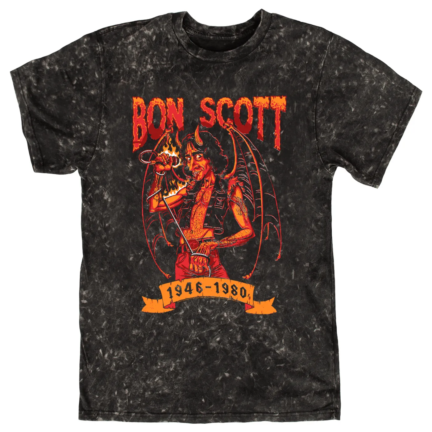 Bon Scott T-shirt | Devilishly Rock 1946-1980 Bon Scott Mineral Wash Shirt
