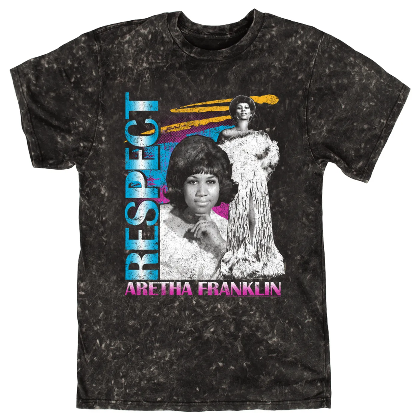 Aretha Franklin T-shirt | Respect Pop Art Collage Aretha Franklin Mineral Wash Shirt