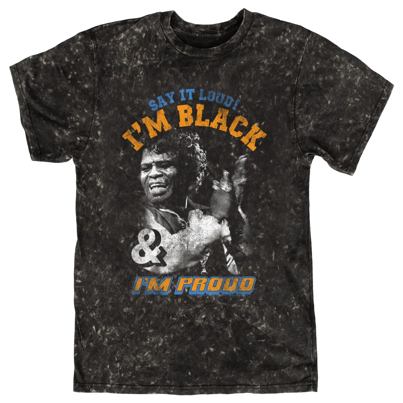 James Brown T-shirt | Say It Loud! Black And Proud Distressed James Brown Mineral Wash Shirt