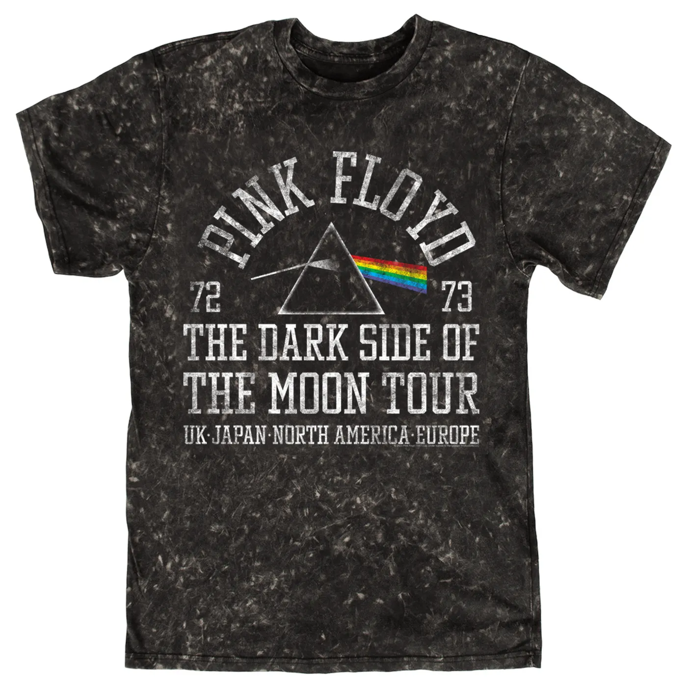 Pink Floyd T-shirt | Dark Side Of The Moon World Tour 72-73 Distressed Pink Floyd Mineral Wash Shirt
