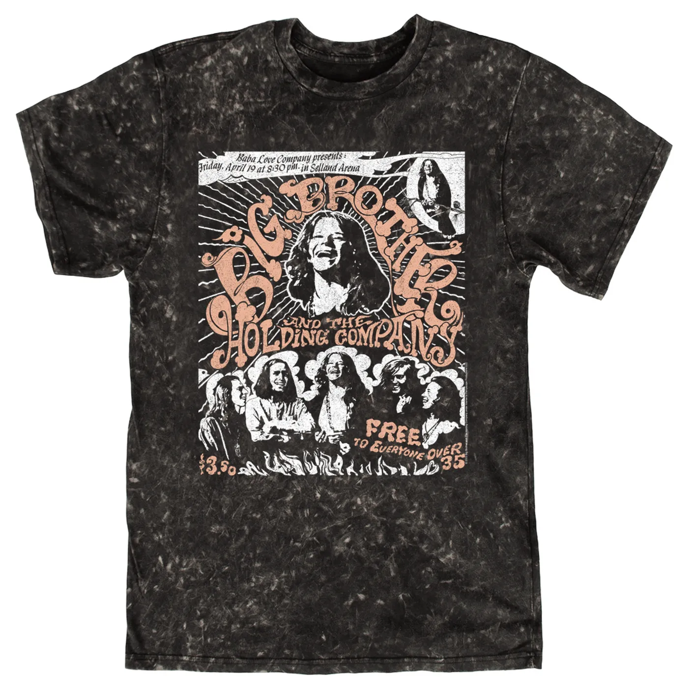 Big Brother & The Holding Company Big Brother and The Holding Co. T-shirt | Featuring Janis Joplin Fresno Concert Flyer Big Brother and The Holding Co. Mineral Wash Shirt