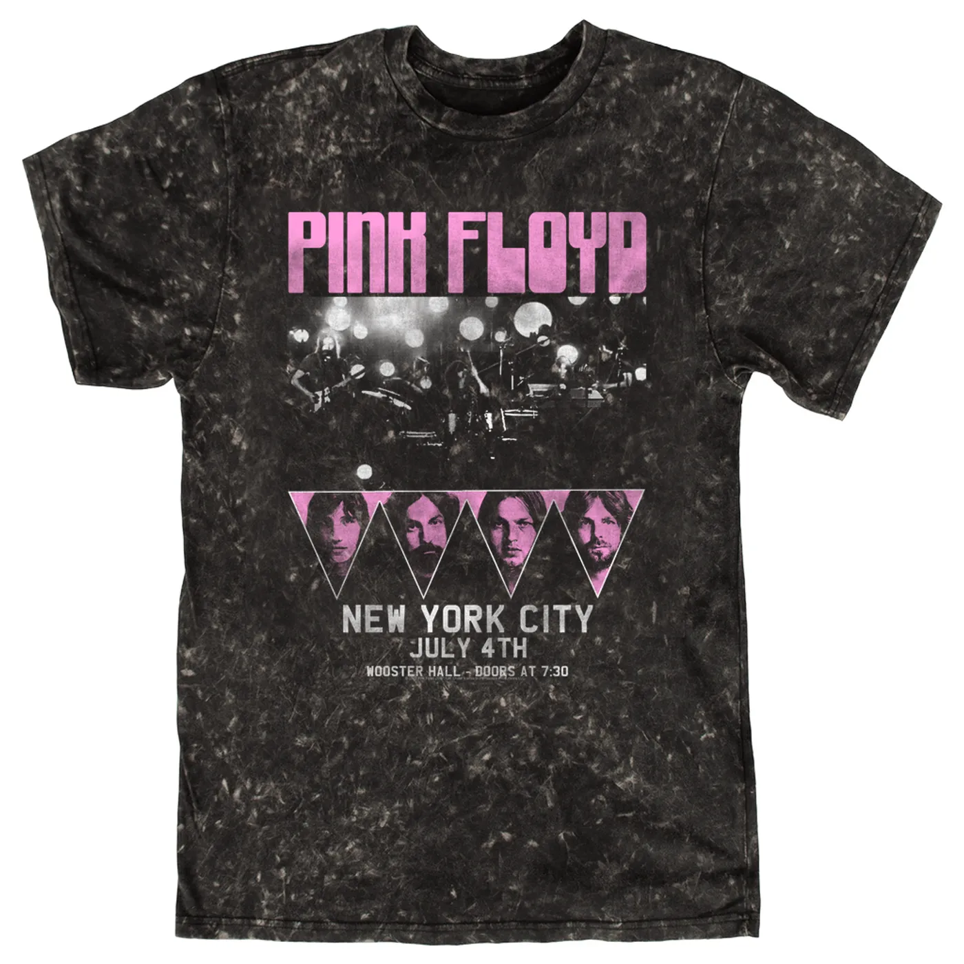 Pink Floyd T-shirt | New York City 4th Of July Concert Poster Pink Pink Floyd Mineral Wash Shirt