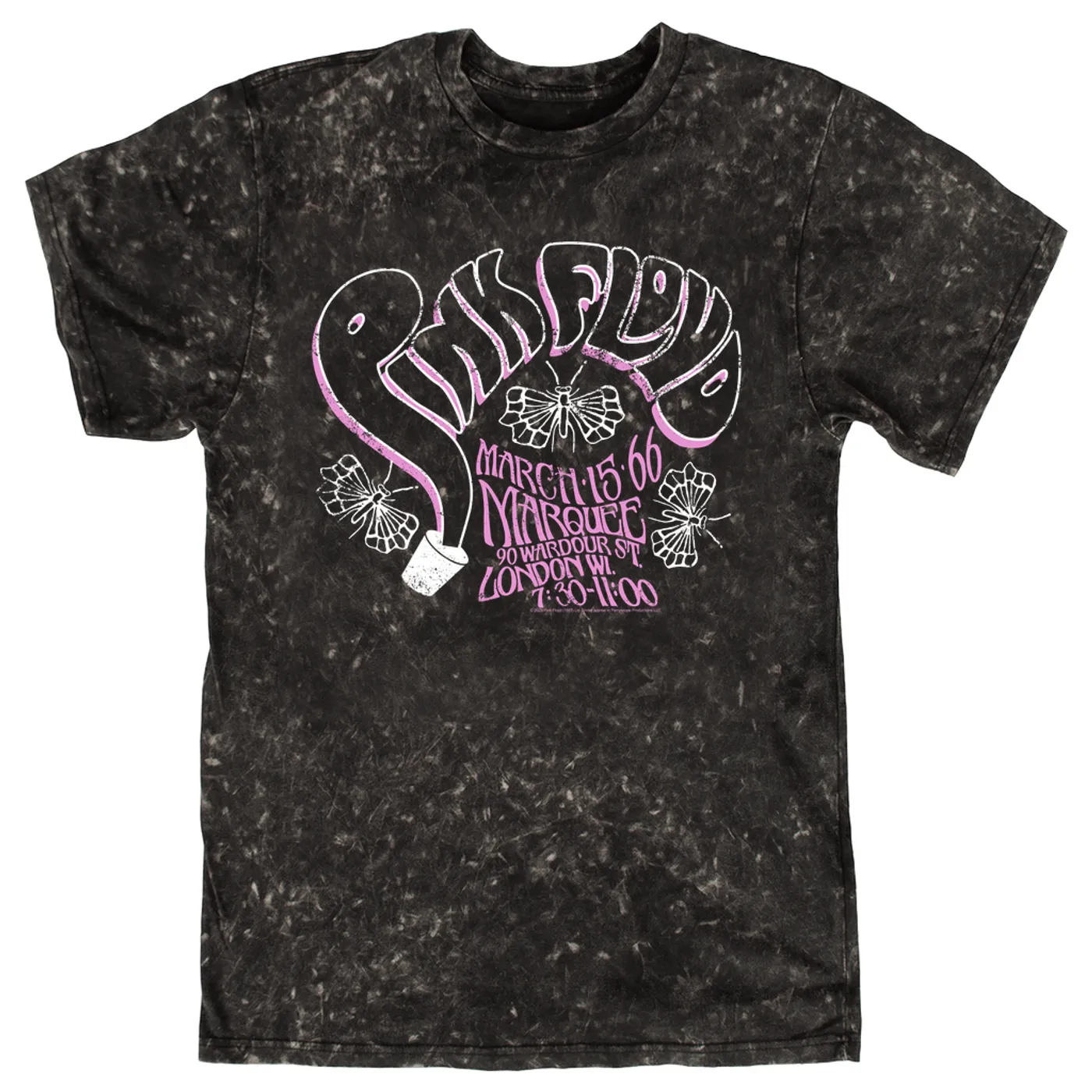 Pink Floyd T-shirt | Marquee 1966 Concert Flyer Logo Distressed Pink Floyd Mineral Wash Shirt