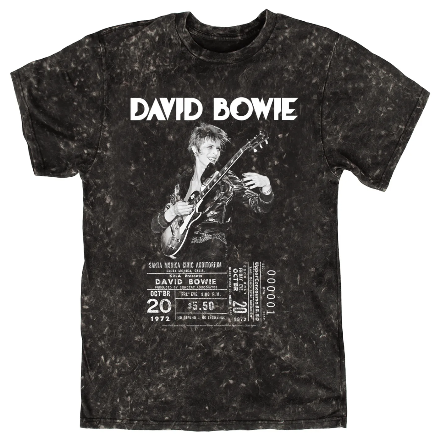 David Bowie T-shirt | On Stage With Ticket At Santa Monica David Bowie Mineral Wash Shirt