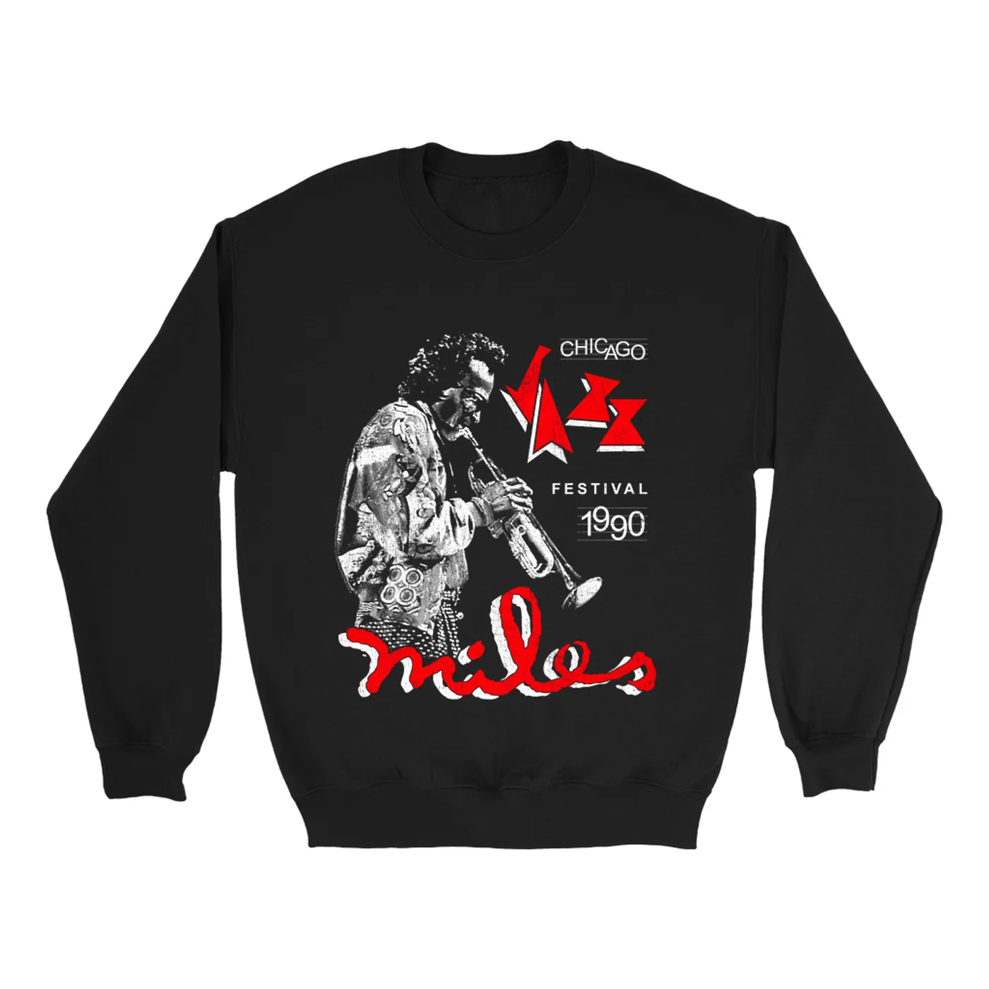 Miles Davis Sweatshirt | Chicago Jazz Festival 1990 Distressed (Merchbar Exclusive) Miles Davis Sweatshirt