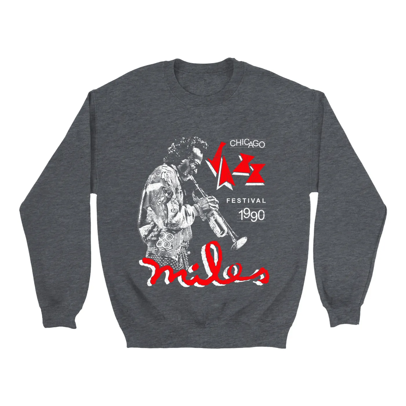 Miles Davis Sweatshirt | Chicago Jazz Festival 1990 Distressed (Merchbar Exclusive) Miles Davis Sweatshirt
