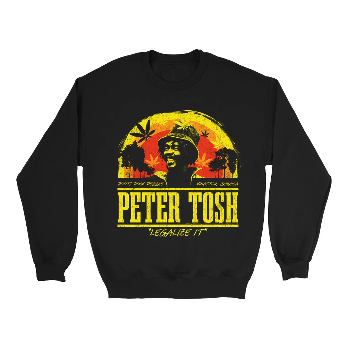 Peter Tosh Sweatshirt | Roots, Reggae, Rock Sunset Distressed (Merchbar Exclusive) Peter Tosh Sweatshirt
