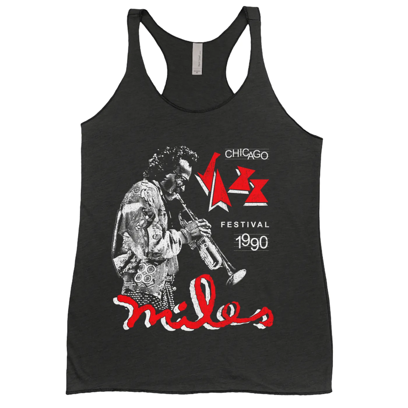 Miles Davis Ladies' Tank Top | Chicago Jazz Festival 1990 Distressed (Merchbar Exclusive) Miles Davis Shirt