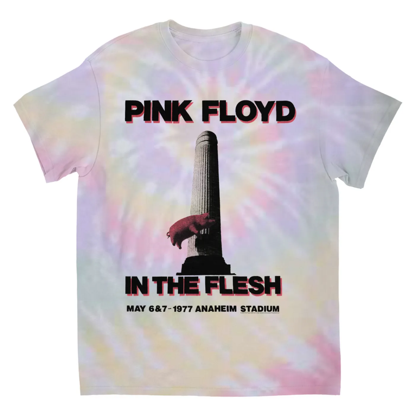 Pink Floyd T-Shirt | In The Flesh 1977 Anaheim Stadium Concert (Merchbar Exclusive) Pink Floyd Tie Dye Shirt