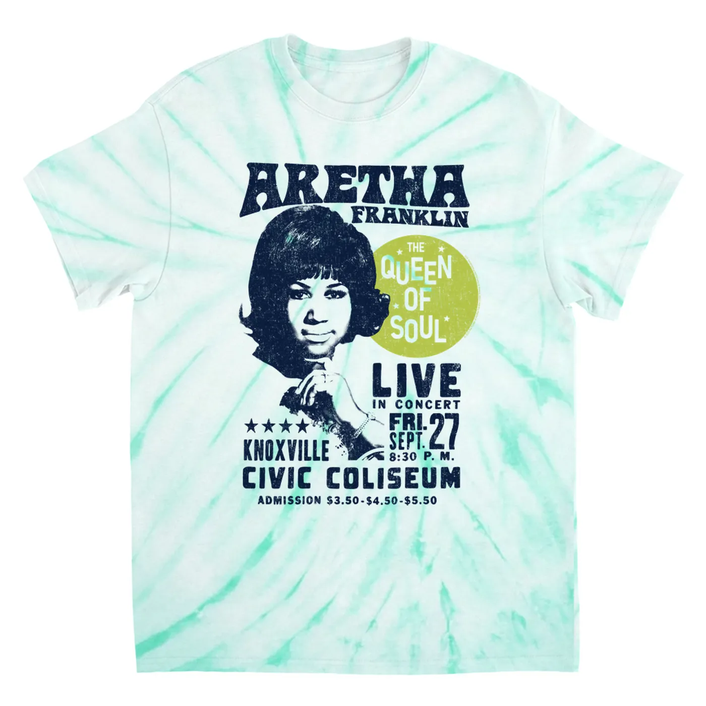 Aretha Franklin T-Shirt | Live From Knoxville Civic Coliseum Distressed Aretha Franklin Tie Dye Shirt