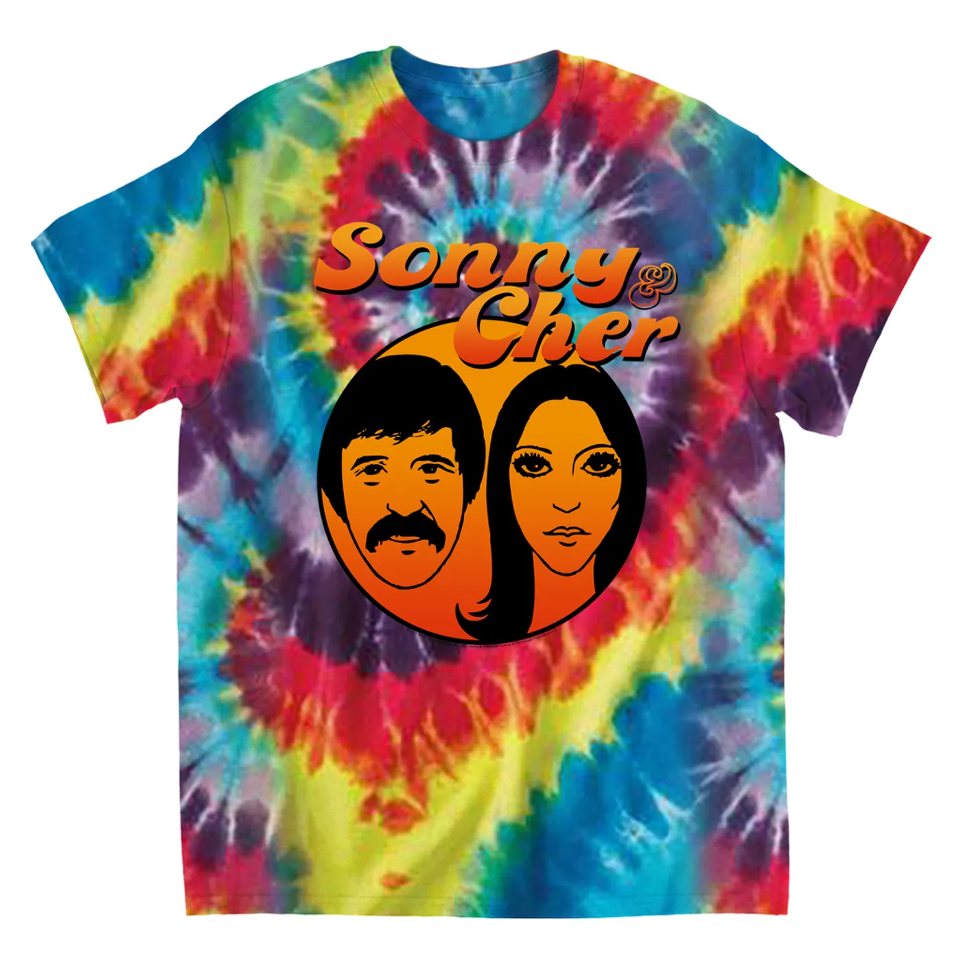 Sonny & Cher T-Shirt | Comedy Hour Illustration And Logo Ombre (Merchbar Exclusive) Sonny and Cher Tie Dye Shirt