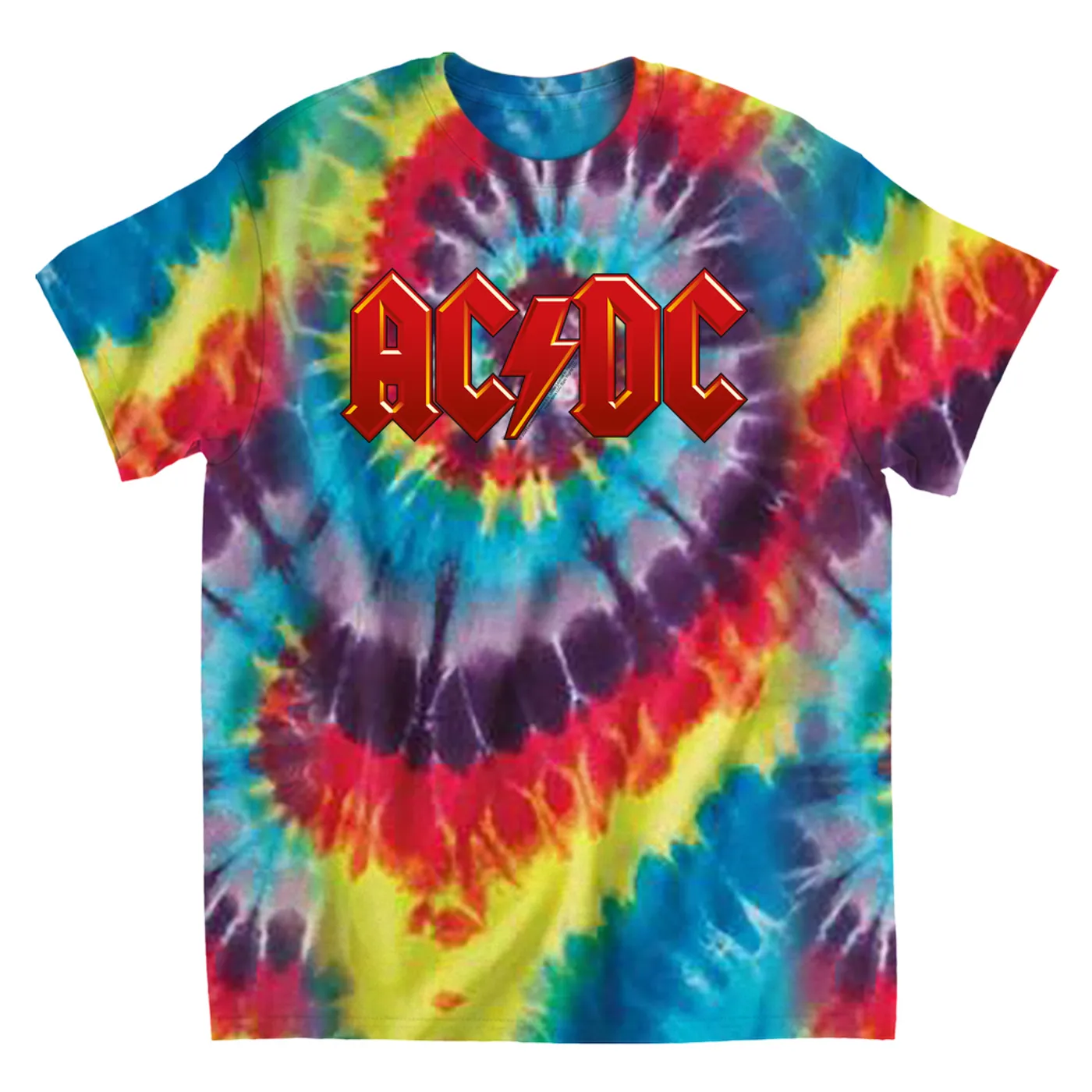 ACDC T-Shirt | AC/DC Classic Red and Yellow Logo (Merchbar Exclusive) ACDC Tie Dye Shirt