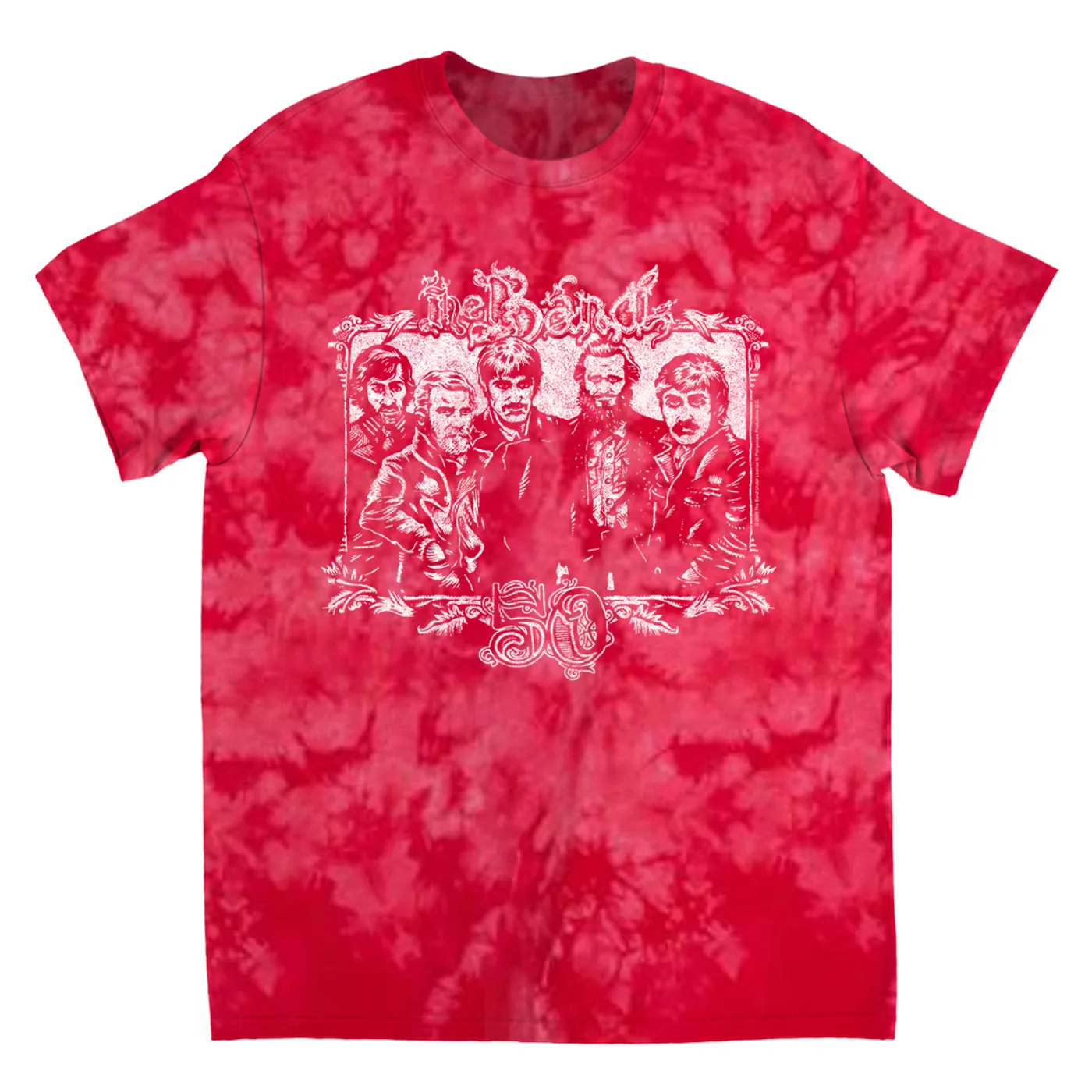 The Band T-Shirt | 50th Anniversary Logo White Distressed The Band Tie Dye Shirt
