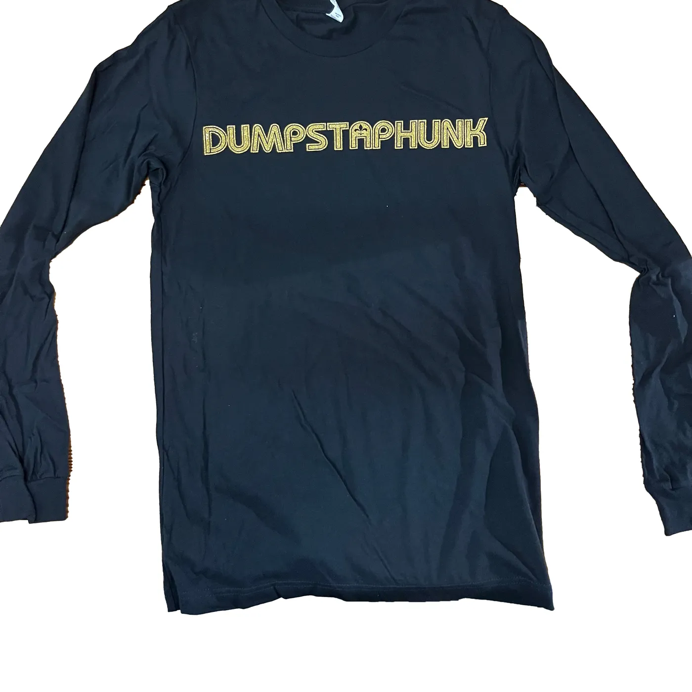 Dumpstaphunk Long Sleeve Sparkly Gold Logo Tee - Black
