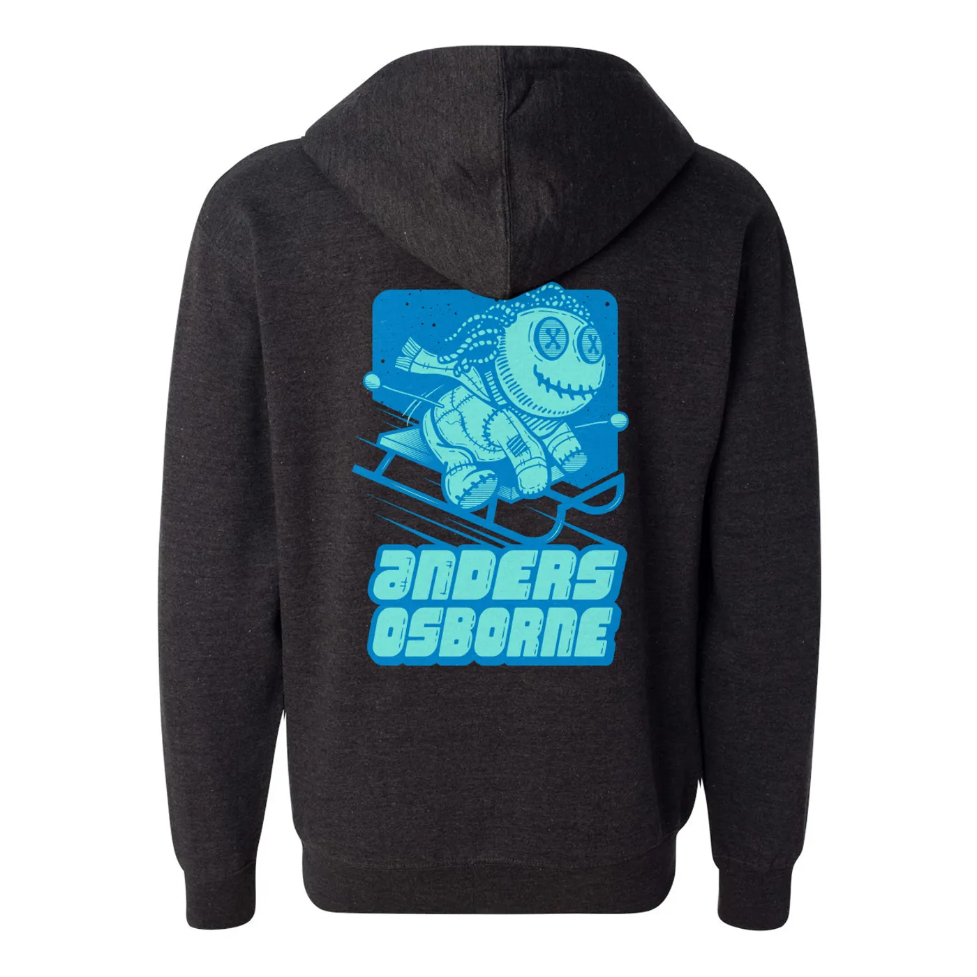 Anders Osborne Voodoo Doll Zip Hoodie - Unisex - Heather Charcoal