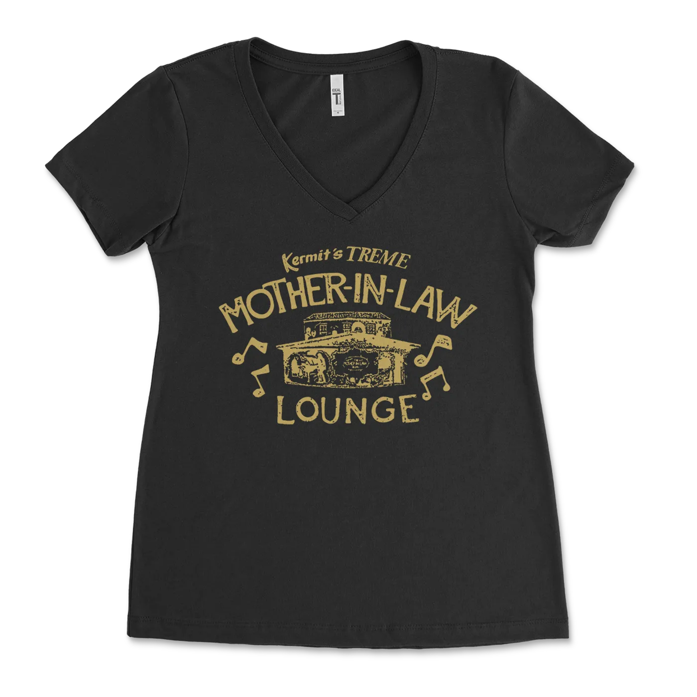 Kermit Ruffins Kermit's Treme Mother In Law Ladies T-Shirt: Black & Gold