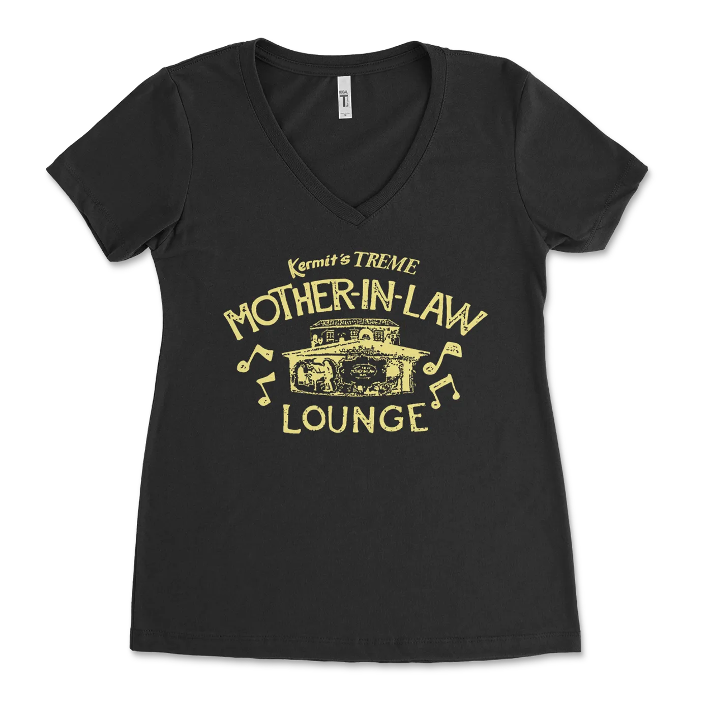 Kermit Ruffins Kermit's Treme Mother In Law Ladies T-Shirt: Black & Yellow