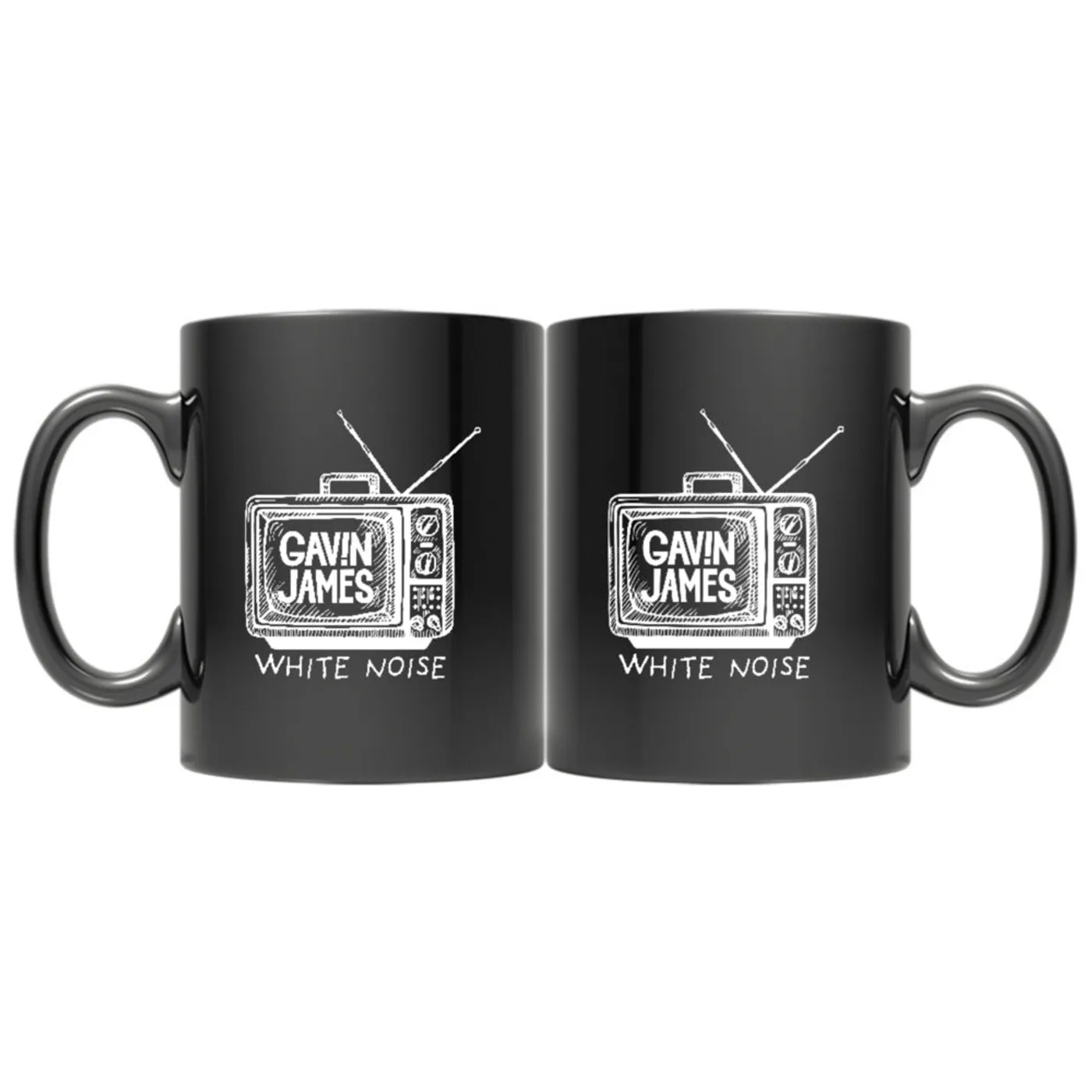 Gavin James 'White Noise' Black 11oz Coffee Mug