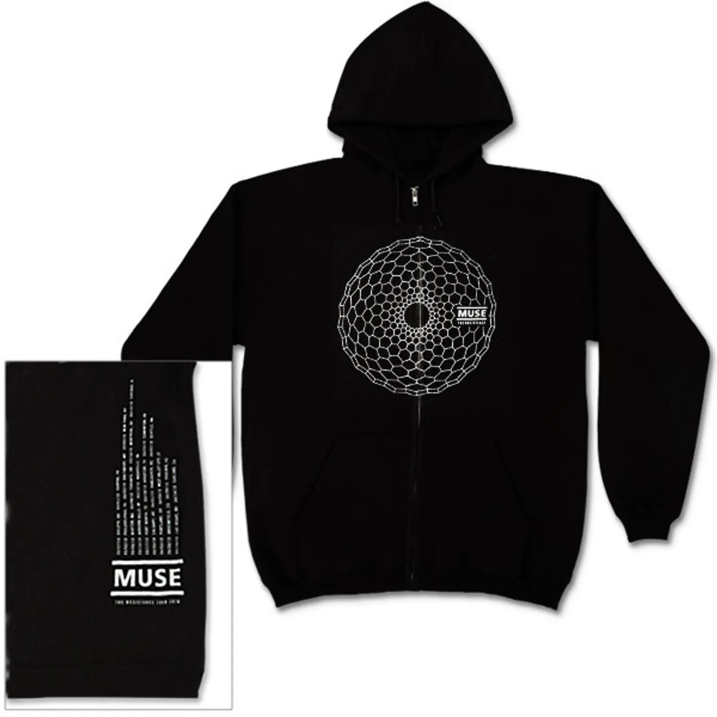 Muse Hex Hole Dateback Black Zip Hoodie