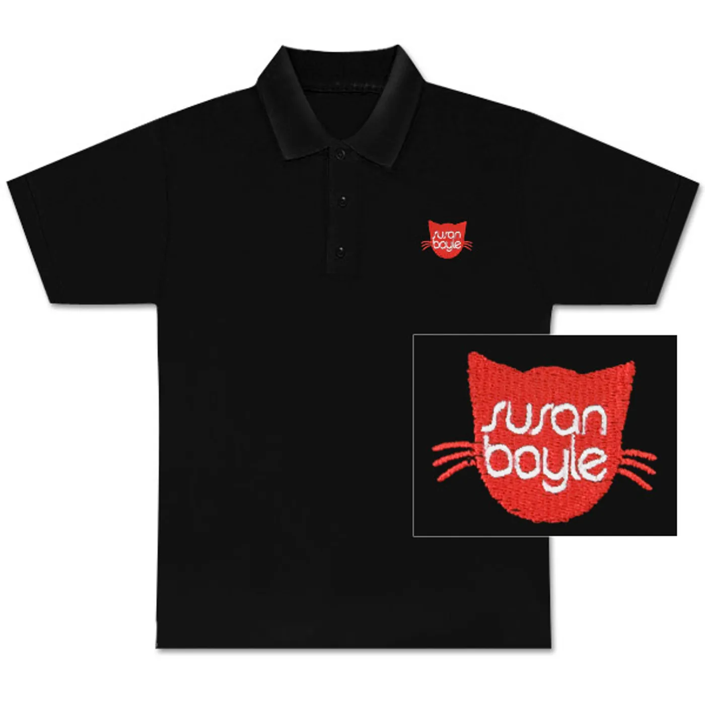 Susan Boyle Pebbles Embroidered Black Polo Shirt