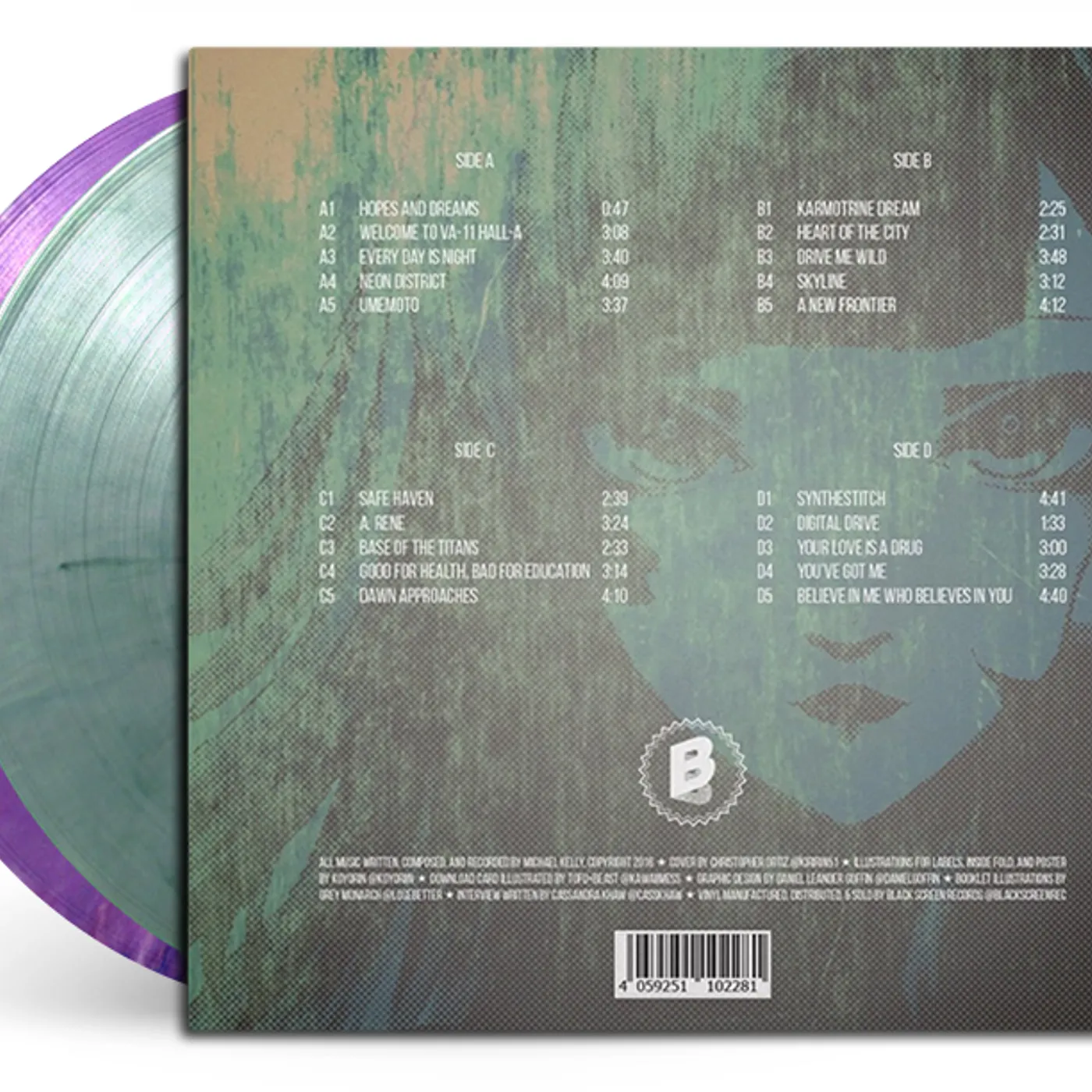 VA-11 HALL-A (Original Soundtrack) - Garoad (2xLP Vinyl Record) - Pink/Purple and Green/Clear Vinyl