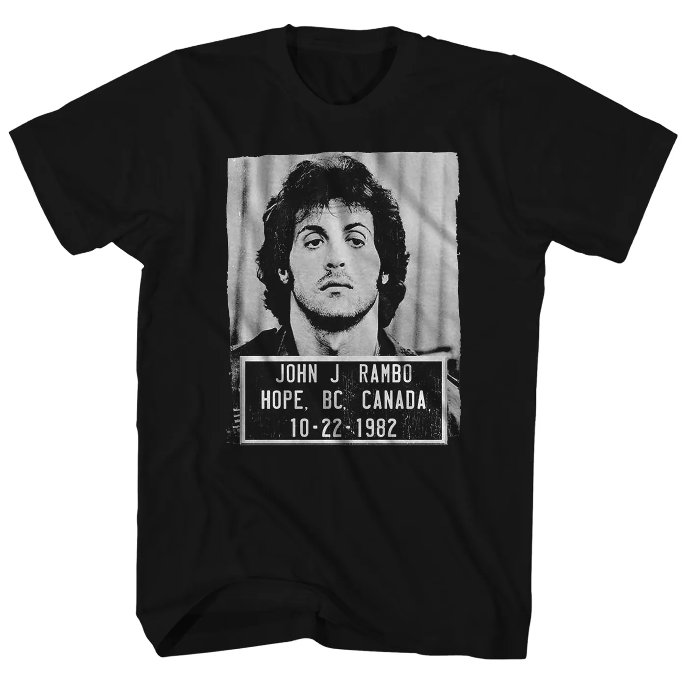 Rambo T-Shirt | 1982 B&W Police Mugshot Rambo Shirt