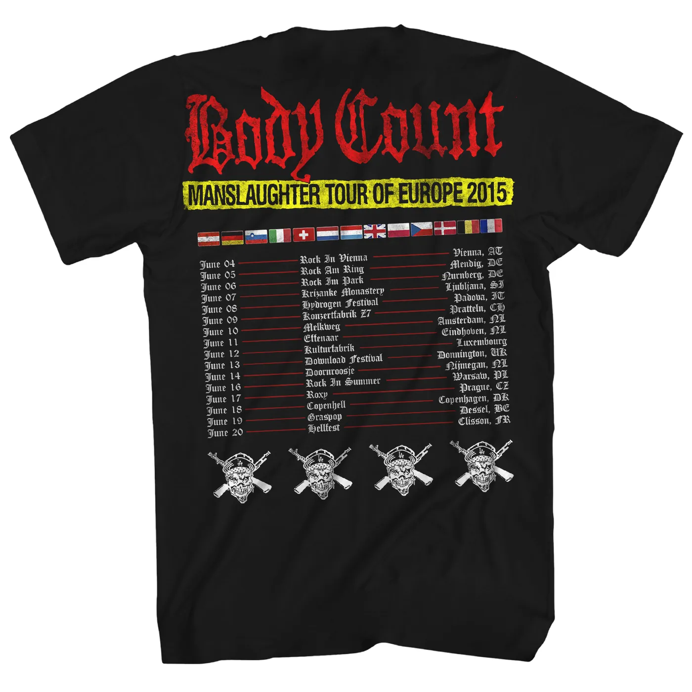 Body Count T-Shirt | Manslaughter Europe Tour ’15 Body Count Shirt (Reissue)