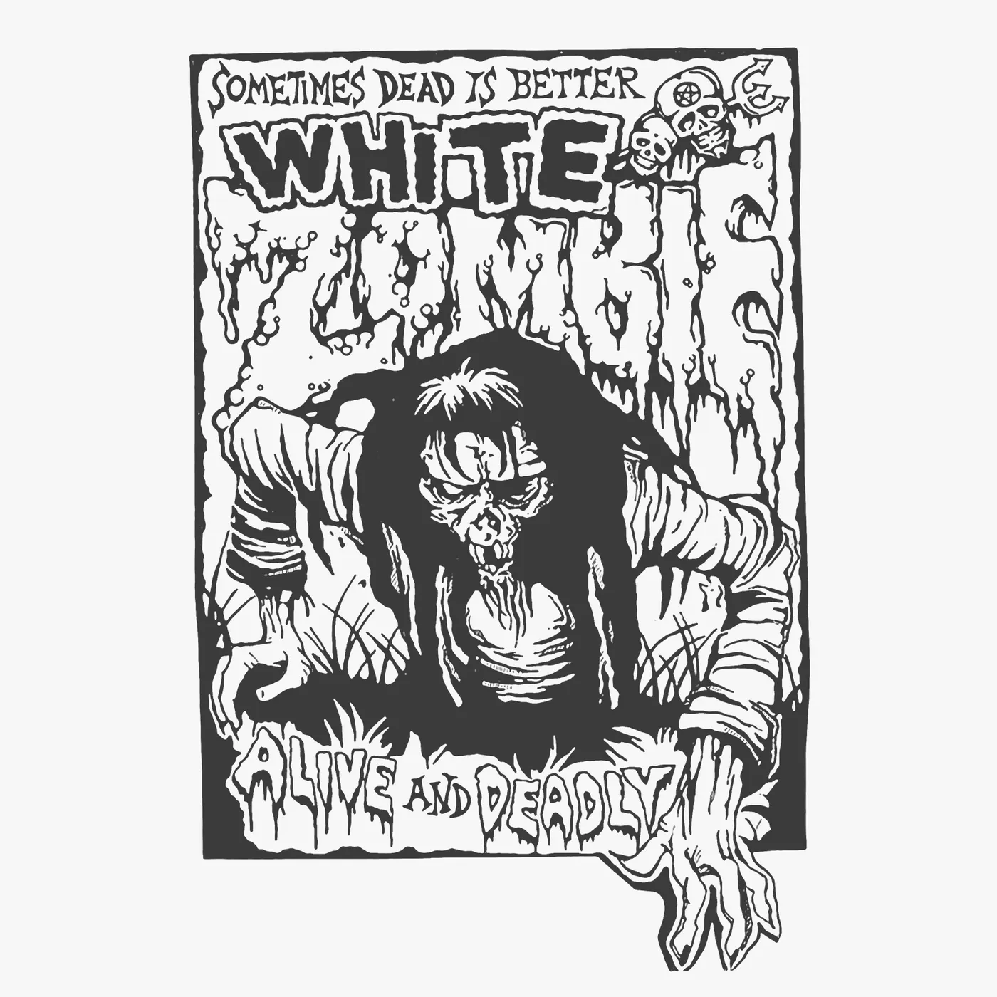 White Zombie T-Shirt | Alive And Deadly White Zombie Shirt