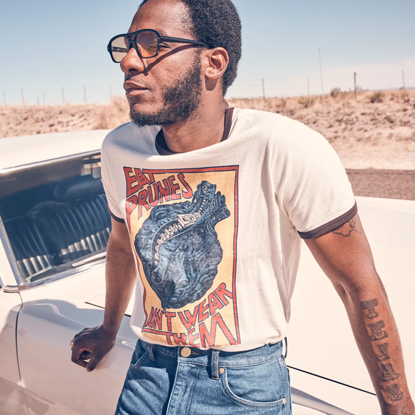 Leon Bridges Leon x Wrangler - Prunes Print Ringer Tee