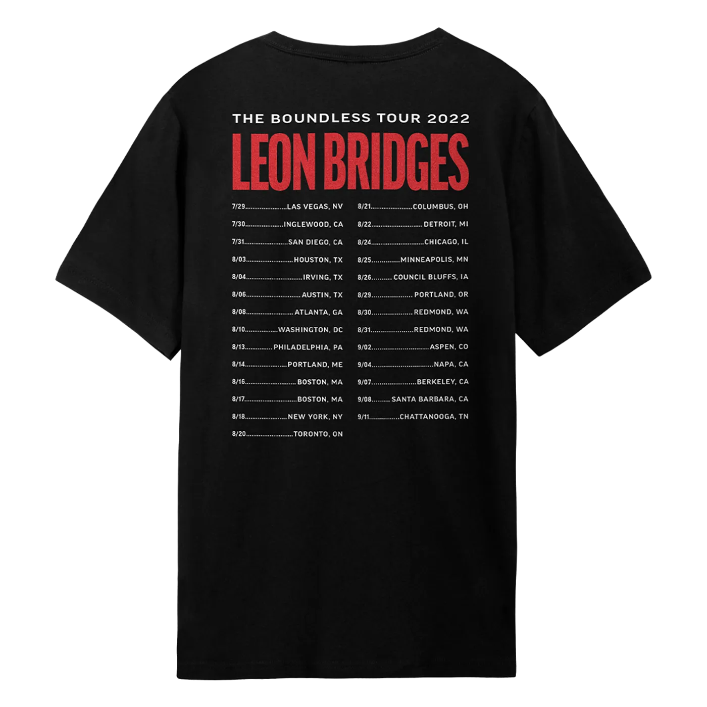 Leon Bridges Boundless US Tour Summer 2022 T-Shirt