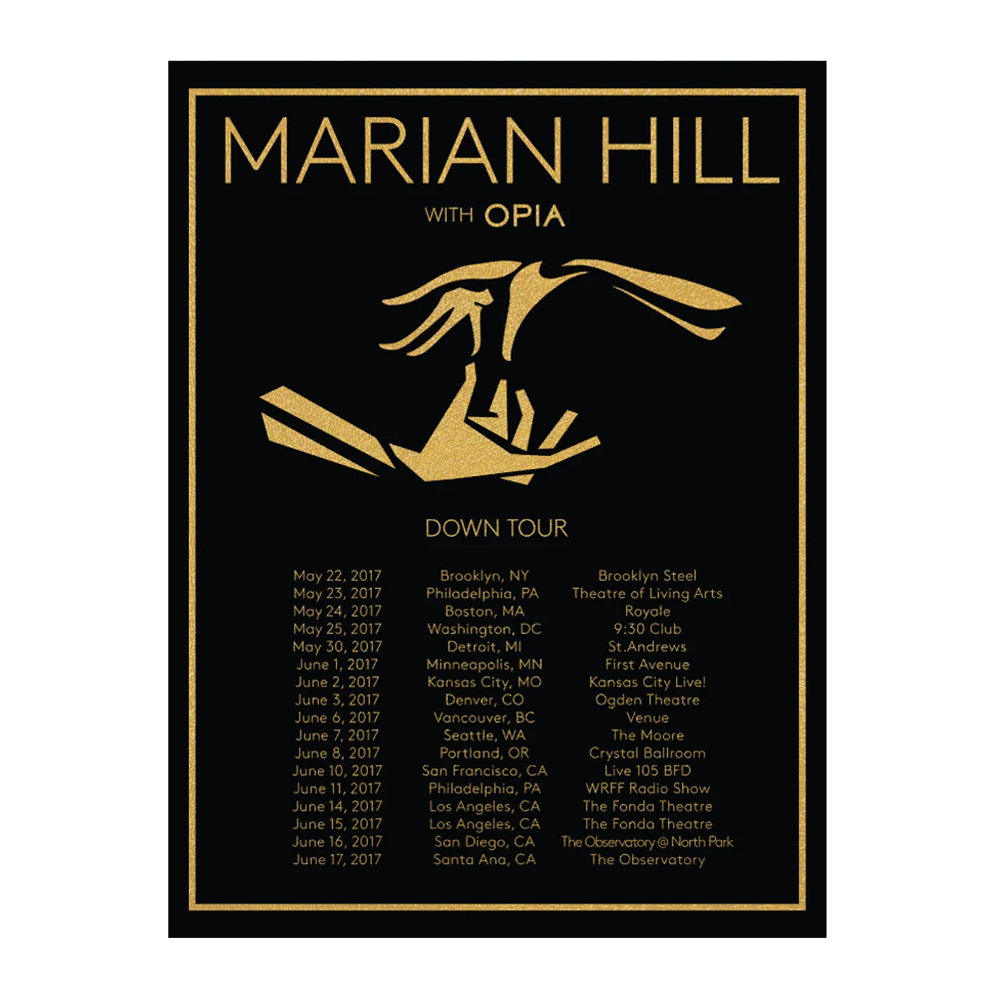 Marian Hill 2017 Down Tour Poster