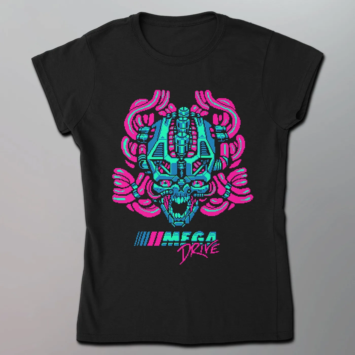Mega Drive - Pixel Skull Women's Shirt [Pink]