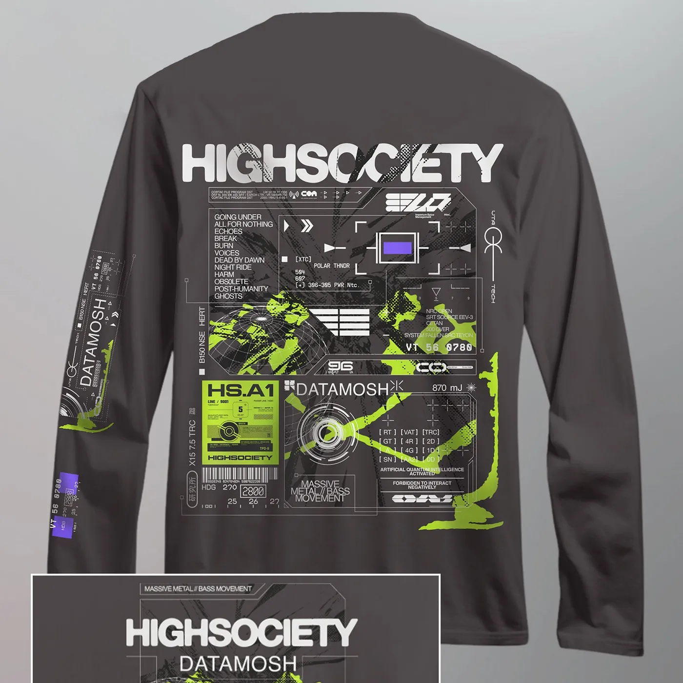 HIGHSOCIETY - BIOHACK L/S SHIRT [Charcoal]