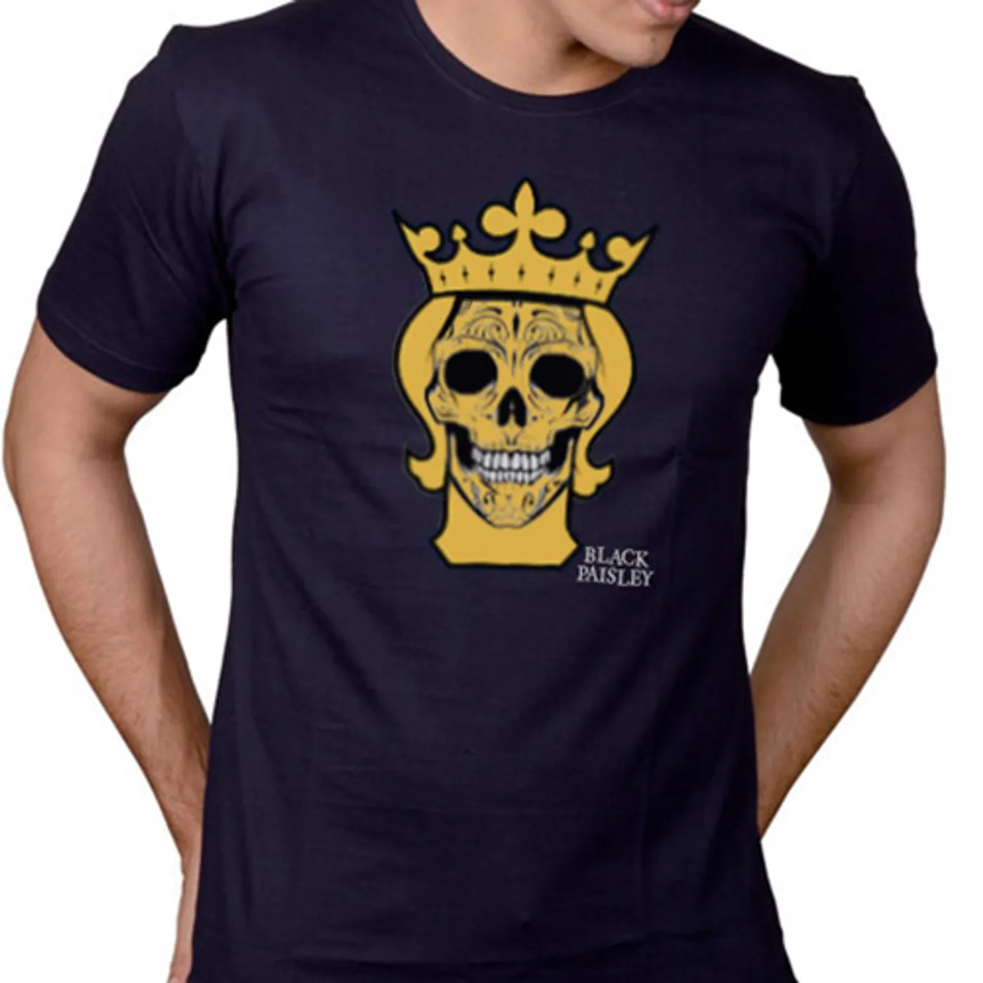 Black Paisley T-shirt with color skull