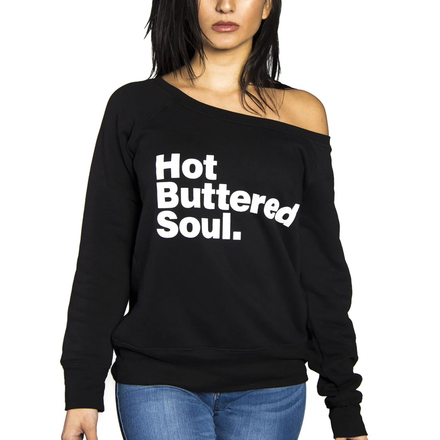 Isaac Hayes Black Hot Buttered Soul Off The Shoulder Sweatshirt