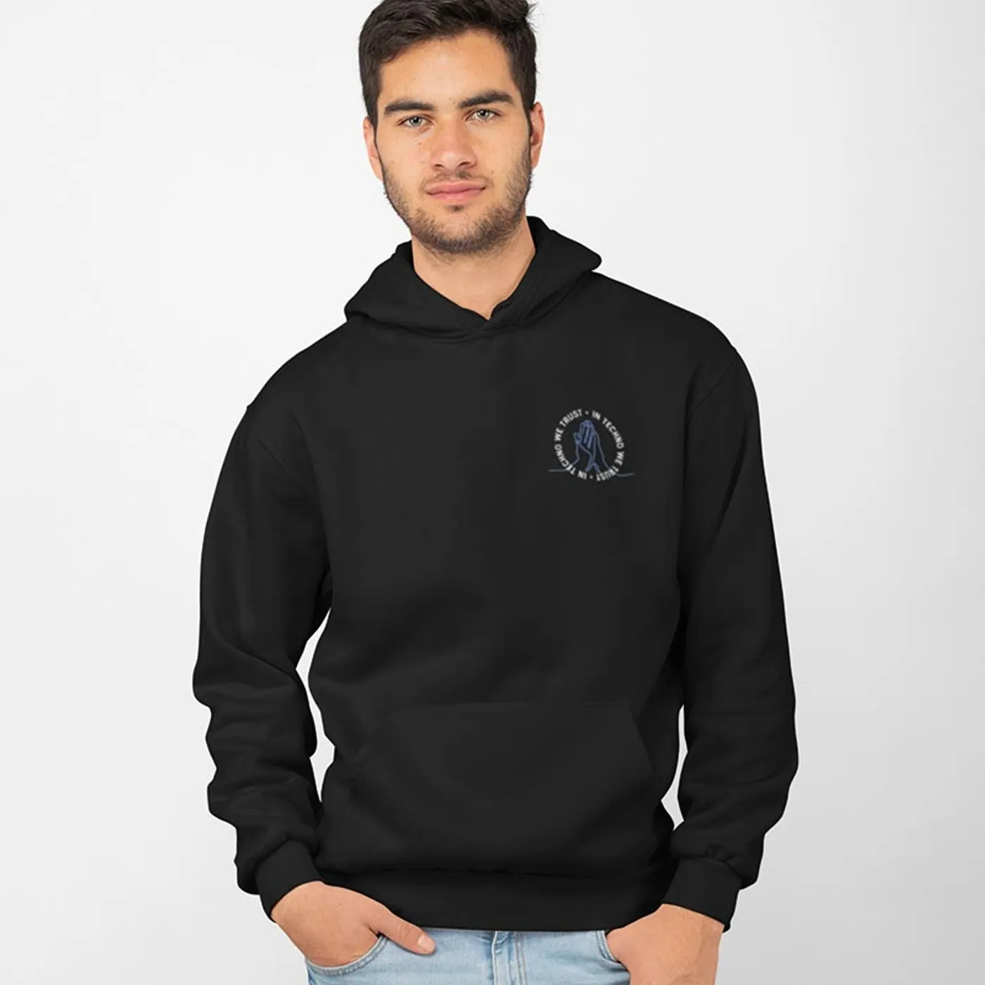 Rave Clothing In Techno We Trust Hoodie in schwarz